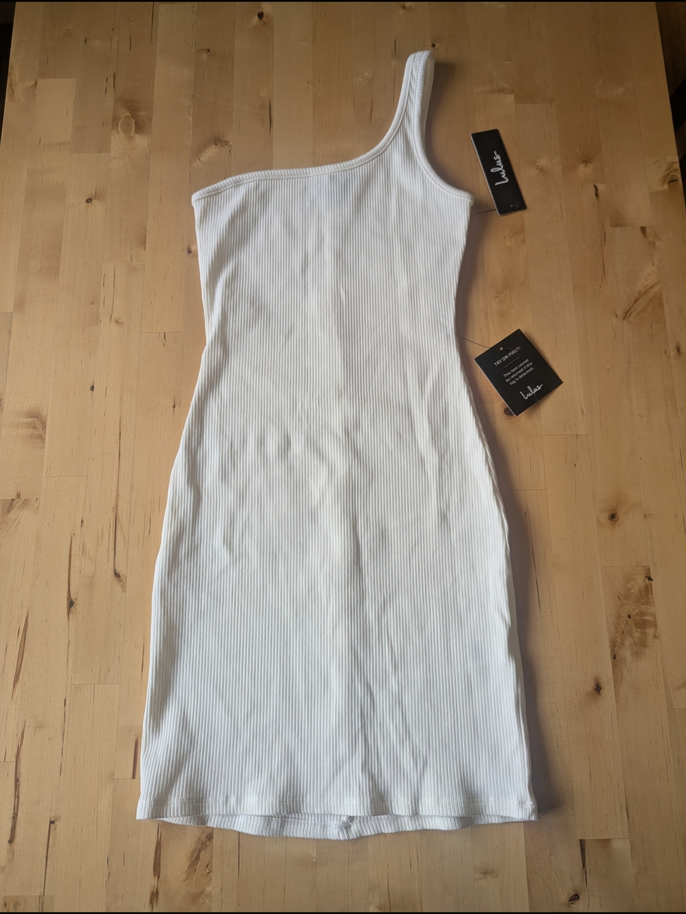 BNWT Lulus White One-Shoulder Ribbed Bodycon Dress - Size Xs